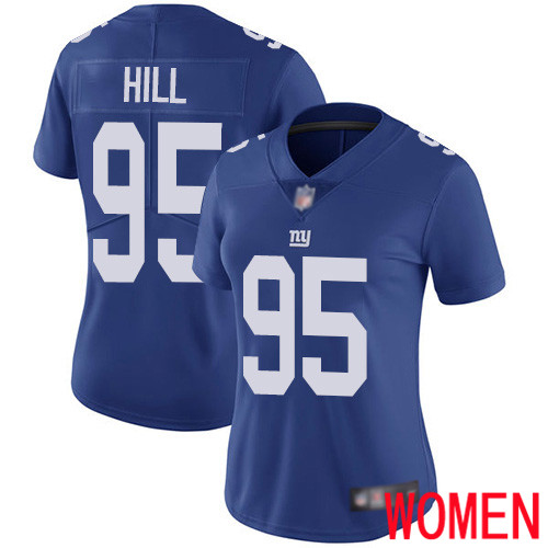 Women New York Giants #95 B.J. Hill Royal Blue Team Color Vapor Untouchable Limited Player Football NFL Jersey